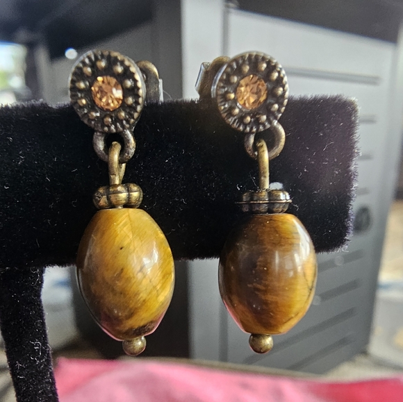 Avon Jewelry - VTG Tigers Eye Earrings by Avon